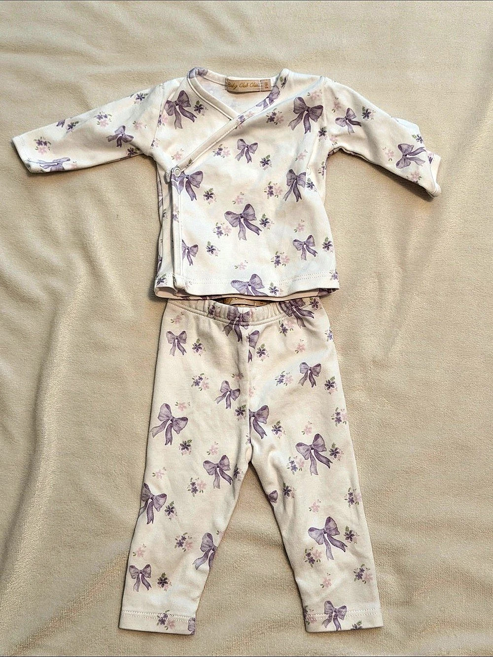 Baby Club Chic Lilac Floral Bows Leggings Set Baby - Preemie